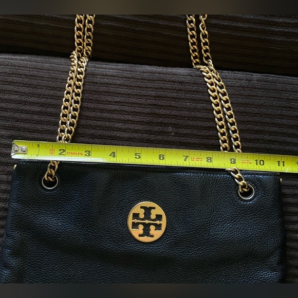 Tory Burch Carson Swingpack Black Leather Gold Chain Strap Adjustable beautiful😍 - Picture 11 of 14